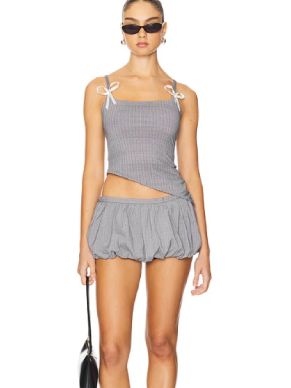LIONESS I Black & White Plaid Gingham Un Tutu Micro Mini Bubble Skort Skirt, L